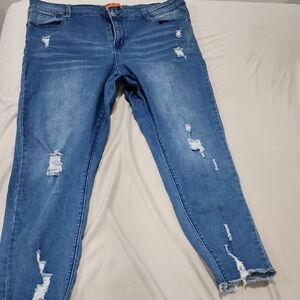 Wax Jean Women's Ripped Blue Skinny Jeans
